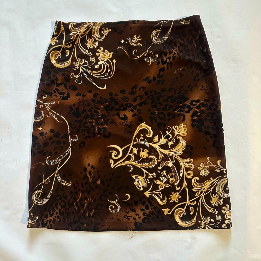 Elegant Brown Floral Skirt